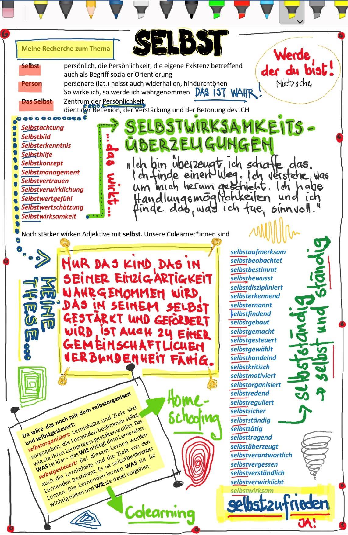 Ich bin überzeugt, dass ich es schaffe, dass ich einen Weg finde, dass ich Lösungen entdecke. Ich verstehe, was um mich herum und mit mir passiert. Ich habe Handlungsmöglichkeiten, ich bin überzeugt, dass ich selbst und mit anderen zusammen den Herausforderungen gewachsen bin. Und ich finde das, was ich tue, sinnvoll und zukunftsweisend ist.